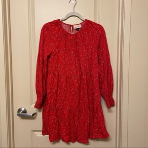 Red Dress | Floral | Long Sleeve | pockets